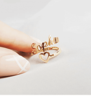 Personalized Single Name Heart Ring