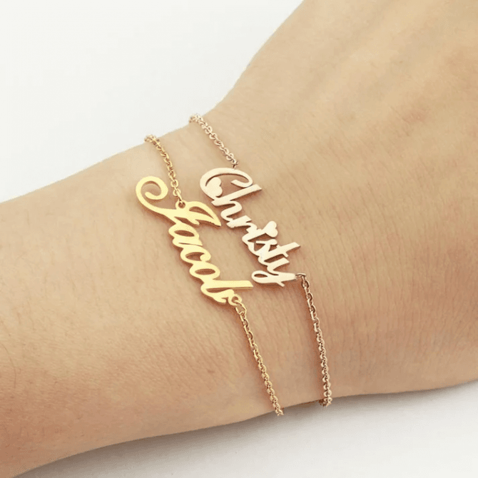 18k gold name bracelets