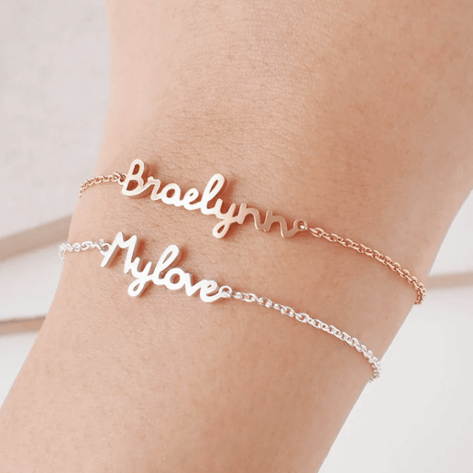 18k gold name bracelets