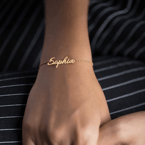 18k gold name bracelets